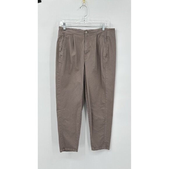 EILEEN FISHER pants chinos pleated tapered organic cotton blend high rise 12P - Picture 1 of 6